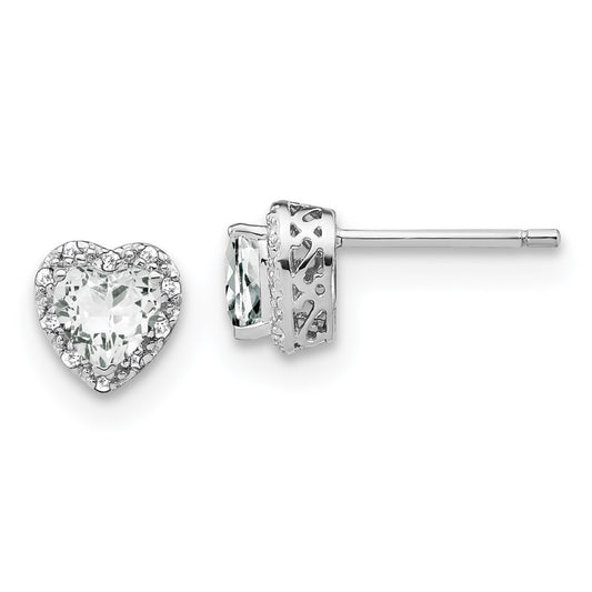 EM7400-WT-010-SSA Sterling Silver Rhodium-plated White Topaz and Diamond Earrings
