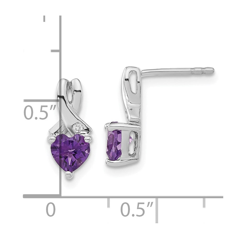 EM7401-AM-002-SSA Sterling Silver Rhodium-plated Amethyst and Diamond Earrings