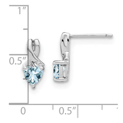 EM7401-AQ-002-SSA Sterling Silver Rhodium-plated Aquamarine and Diamond Earrings