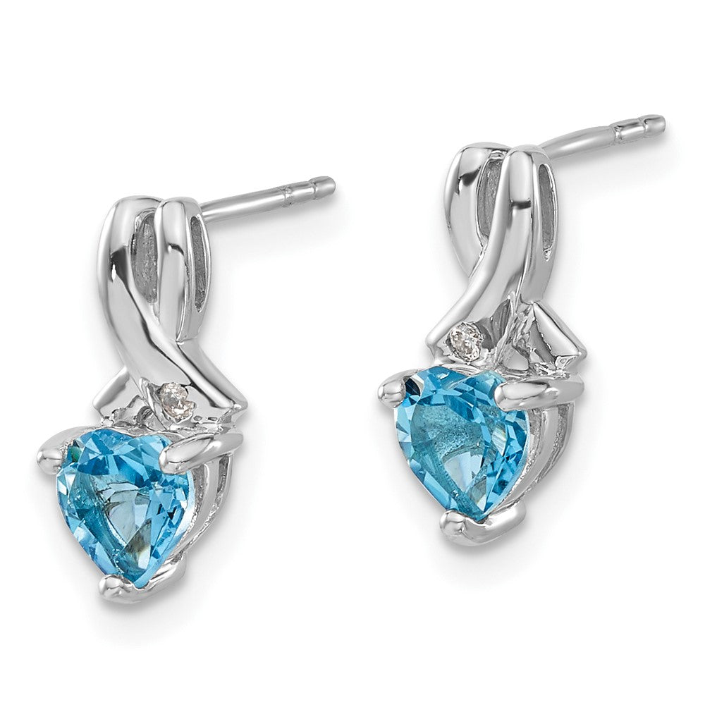 EM7401-BT-002-SSA Sterling Silver Rhodium-plated Blue Topaz and Diamond Earrings
