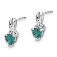 EM7401-CA-002-SSA Sterling Silver Rhodium-plated Created Alexandrite/Diamond Earrings