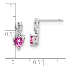 EM7401-CPS-002-SSA Sterling Silver Rhod-plated Created Pink Sapphire/Diamond Earrings