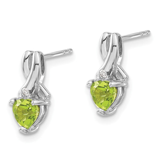 EM7401-PE-002-SSA Sterling Silver Rhodium-plated Peridot and Diamond Earrings