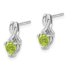 EM7401-PE-002-SSA Sterling Silver Rhodium-plated Peridot and Diamond Earrings