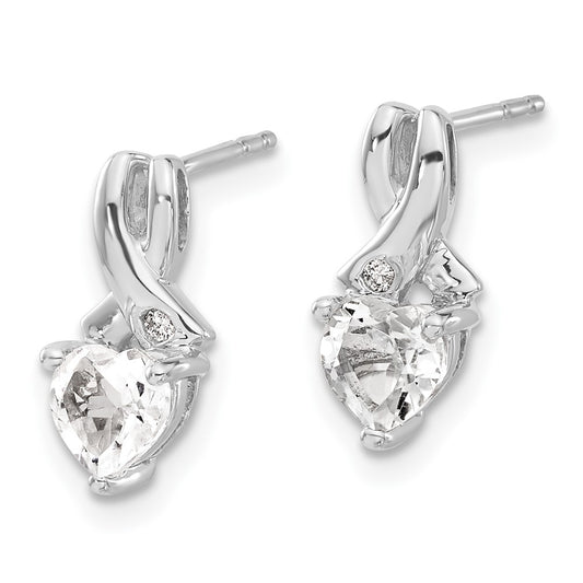 EM7401-WT-002-SSA Sterling Silver Rhodium-plated White Topaz and Diamond Earrings