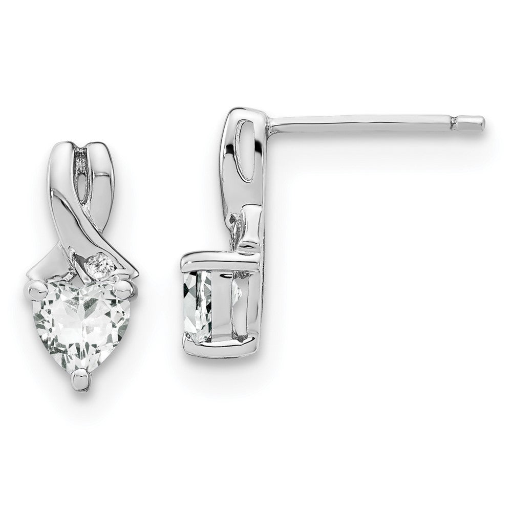 EM7401-WT-002-SSA Sterling Silver Rhodium-plated White Topaz and Diamond Earrings