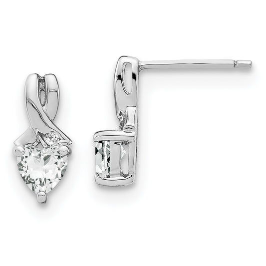 EM7401-WT-002-SSA Sterling Silver Rhodium-plated White Topaz and Diamond Earrings