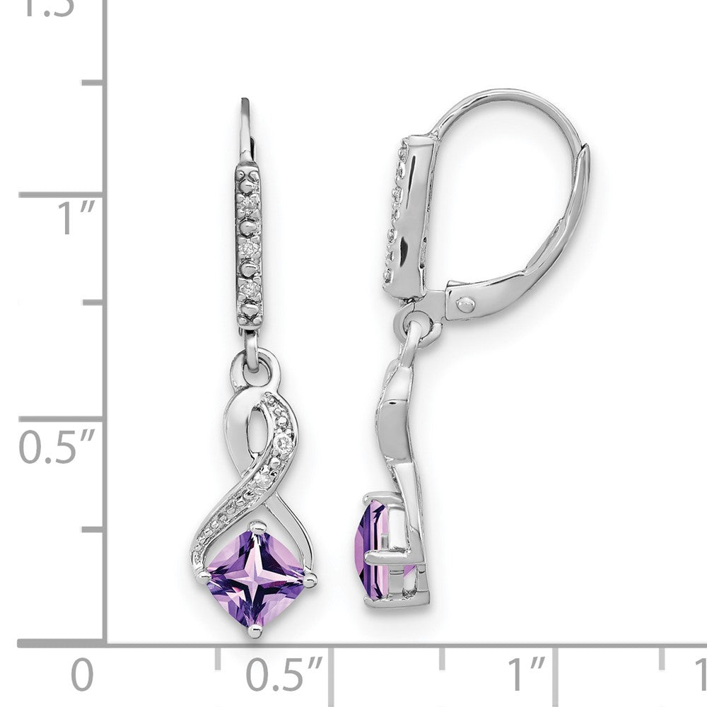 EM7402-AM-006-SSA Sterling Silver Rhodium-plated Amethyst and Diamond Earrings