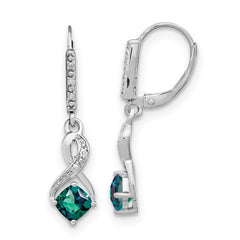 EM7402-CA-006-SSA Sterling Silver Rhodium-plated Created Alexandrite and Diamond Earrings