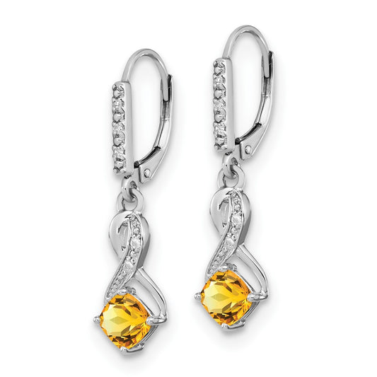 EM7402-CI-006-SSA Sterling Silver Rhodium-plated Citrine and Diamond Earrings