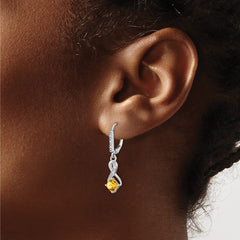 EM7402-CI-006-SSA Sterling Silver Rhodium-plated Citrine and Diamond Earrings