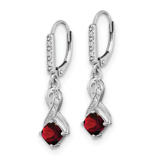 EM7402-GA-006-SSA Sterling Silver Rhodium-plated Garnet and Diamond Earrings