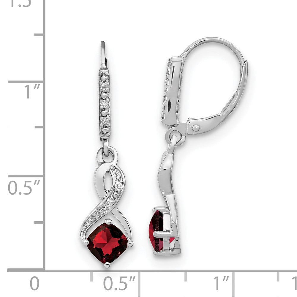 EM7402-GA-006-SSA Sterling Silver Rhodium-plated Garnet and Diamond Earrings