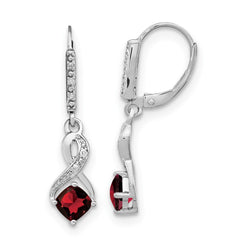EM7402-GA-006-SSA Sterling Silver Rhodium-plated Garnet and Diamond Earrings