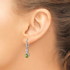 EM7402-PE-006-SSA Sterling Silver Rhodium-plated Peridot and Diamond Earrings