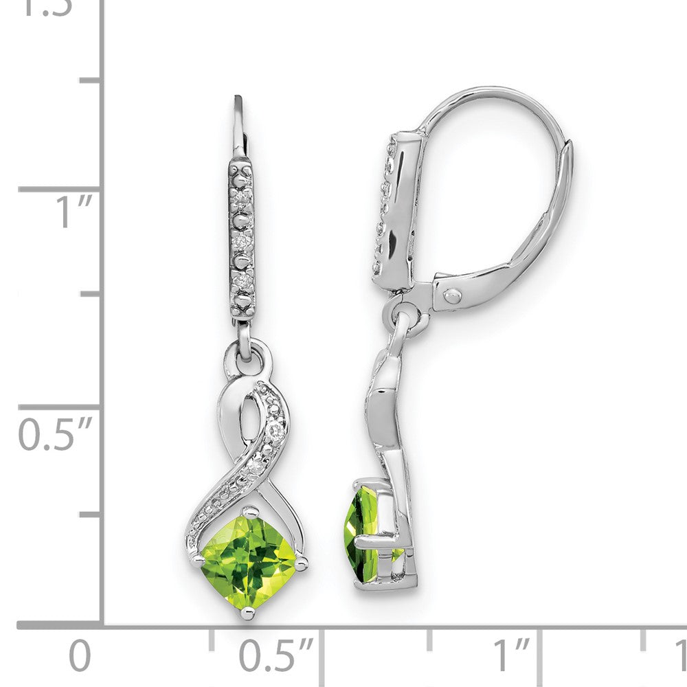 EM7402-PE-006-SSA Sterling Silver Rhodium-plated Peridot and Diamond Earrings