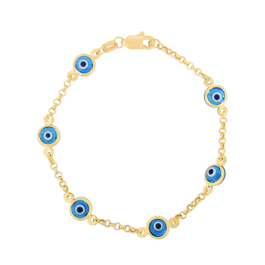 Royal Chain 14K Gold Evil Eye Bracelet EN163