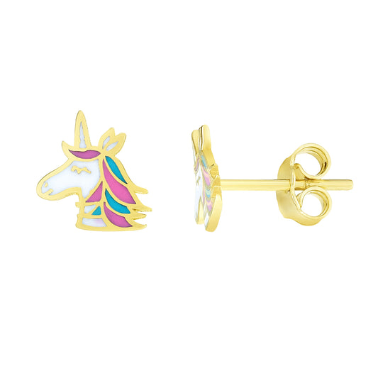 Yellow Gold Enamel Children&apos;s Jewelry Earring