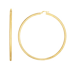 Yellow Gold Diamond Cut/ Textured Statement Hoop Earring
