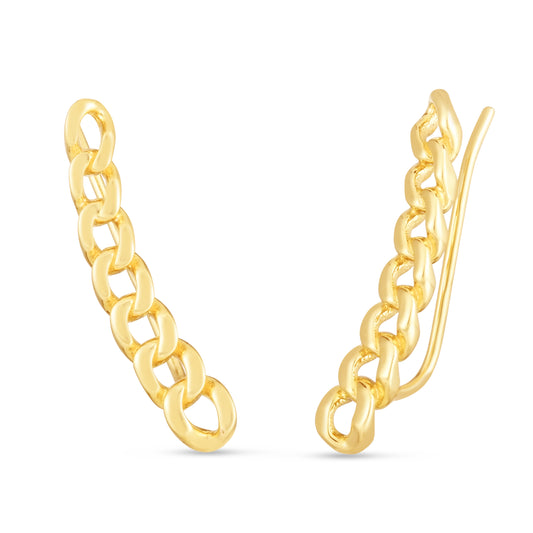 Yellow Gold Polished Curb Link Fashion Earring