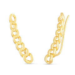 Yellow Gold Polished Curb Link Fashion Earring