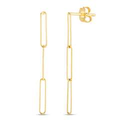 Yellow Gold Polished Paperclip Fashion Earring