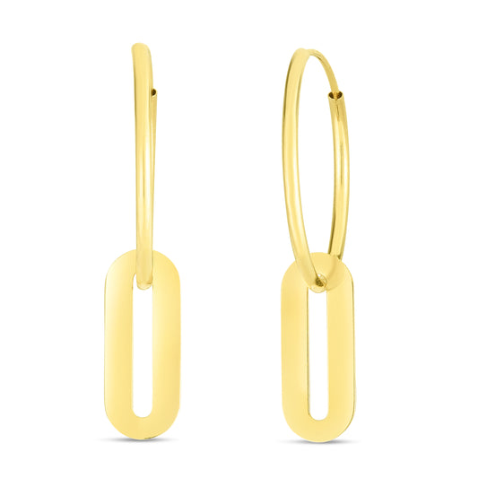 Yellow Gold Polished Paperclip Fashion Earring