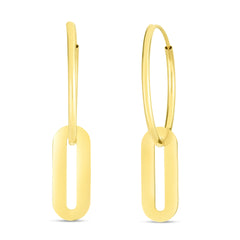 Yellow Gold Polished Paperclip Fashion Earring