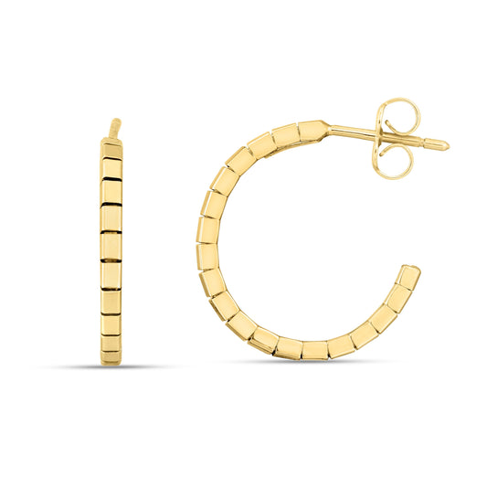Yellow Gold Polished Brick Omega Earring