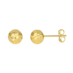 Yellow Gold Diamond Cut/ Textured Ball Stud Earring