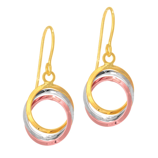 Tri-color Gold Polished Trend Fashion Earring