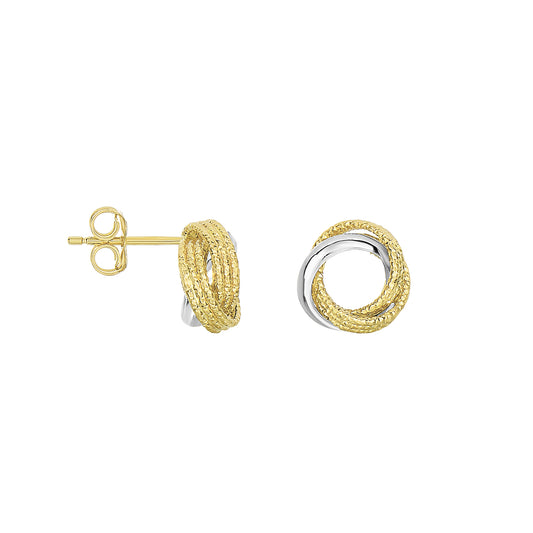Two-tone Gold Polished Love Knots Earring