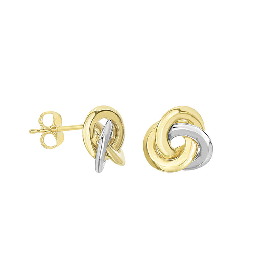 Two-tone Gold Polished Love Knots Earring