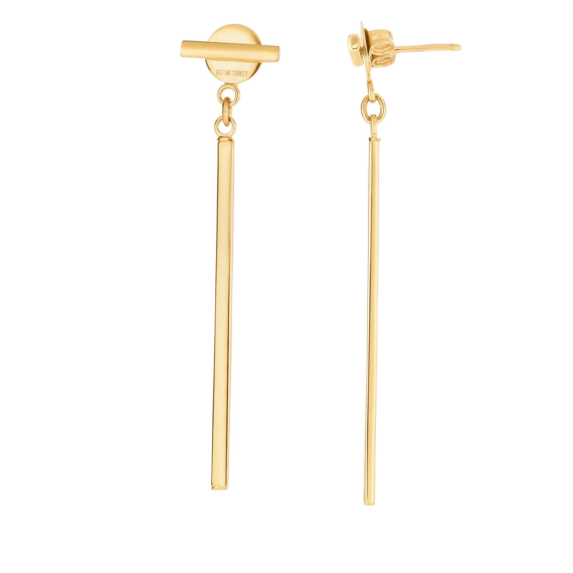 Parkplace Jewelers 14k-gold-polished-bar-with-horizontal-post-linear-drop-earring-er4703