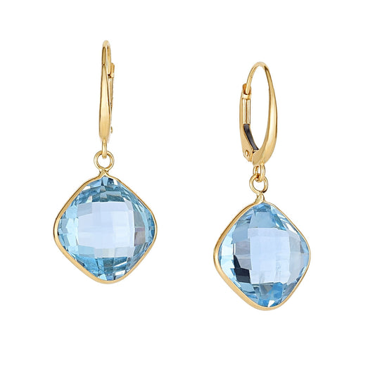 Parkplace Jewelers 14k-gold-blue-topaz-cushion-drop-earrings-er5050