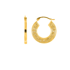 Yellow Gold Diamond Cut/ Textured Greek Key Fashion Earring