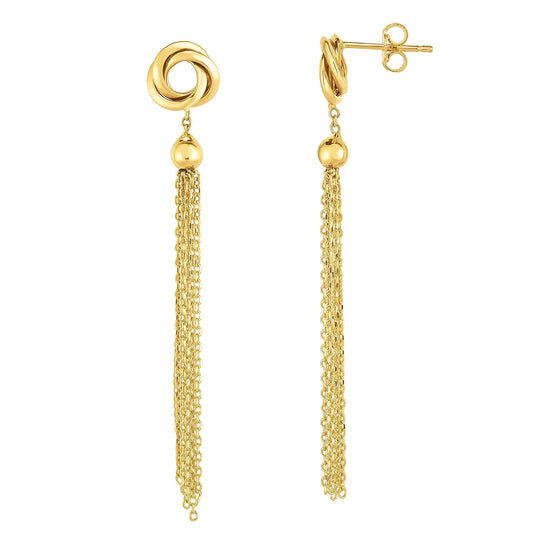 Parkplace Jewelers 14k-gold-multi-chain-with-love-knot-linear-drop-earring-er5806