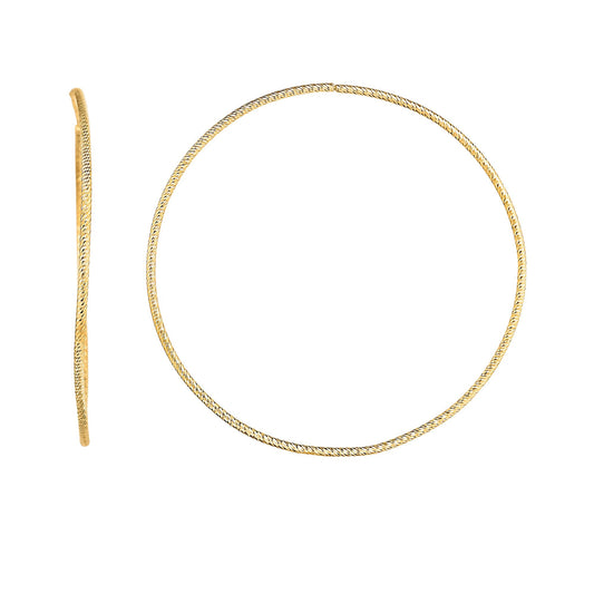 Yellow Gold Diamond Cut/ Textured Endless Hoop Earring