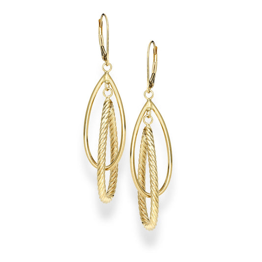 Yellow Gold Polished Geometric Dangles Earring