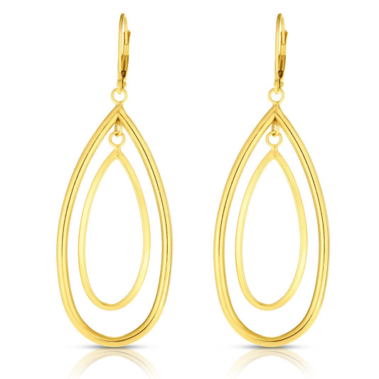 Yellow Gold Polished Multi-layered Dangles Earring