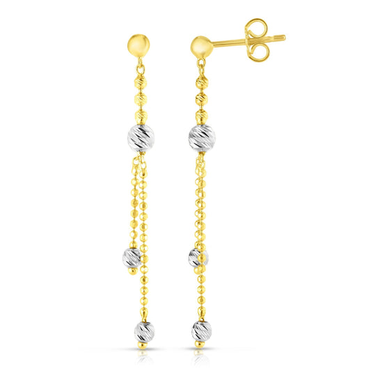 Parkplace Jewelers 14k-gold-diamond-cut-bead-station-drop-earring-er7483