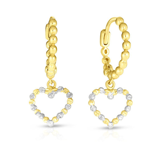 Two-tone Gold Diamond Cut/ Textured Fashion Earrings Earring