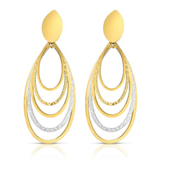 Two-tone Gold Diamond Cut/ Textured Multi-layered Dangles Earring