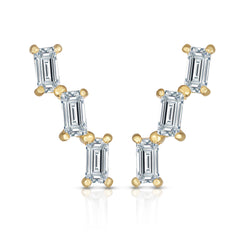 Yellow Gold Polished Cz Ear Climber Earring