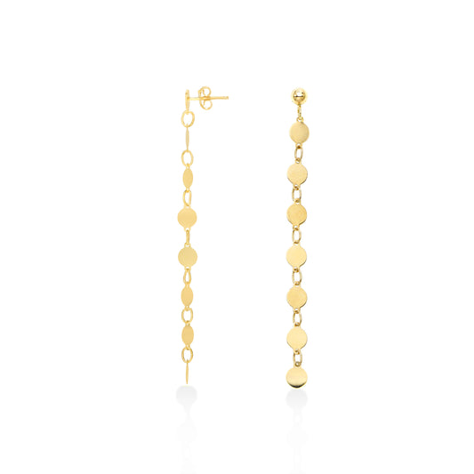 Yellow Gold Polished Miror Chain Fashion Earring