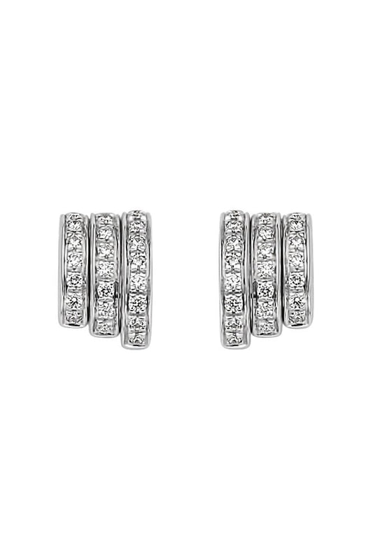 Fope Flex'It Prima 18ct White Gold Pave Diamond Stud Earrings 74408OX_PB_B_BBB_000