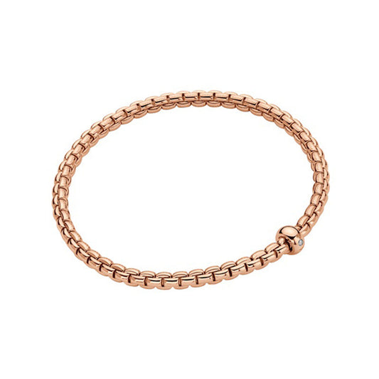 Fope Eka 18ct Rose Gold 0.01ct Diamond Flexible Bracelet 01M01BX_BB_R_XRX_0XS