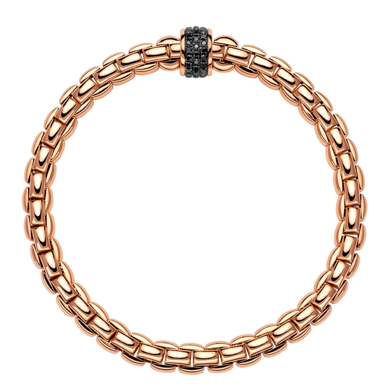 Fope Eka Tiny 18ct Rose Gold 0.54ct Black Diamond Bracelet 70405BX_PN_R_X3X_0XS