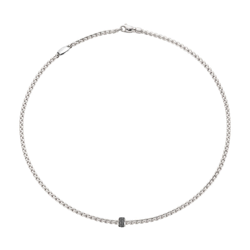 Fope Eka Tiny 18ct White Gold 0.20ct Black Diamond Necklace FPE-1579