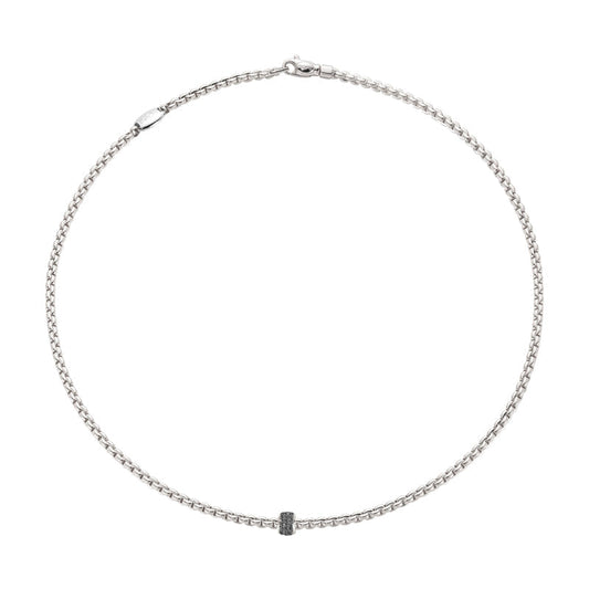 Fope Eka Tiny 18ct White Gold 0.20ct Black Diamond Necklace FPE-1579